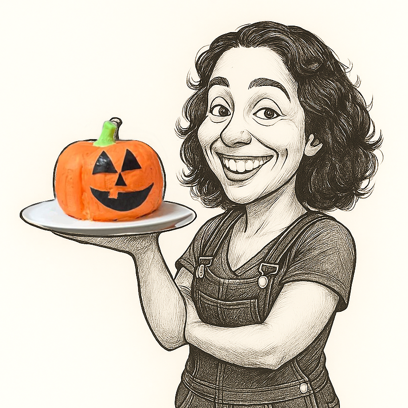 La Chata con su tarta de calabaza de Halloween
